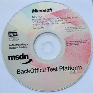 Vintage - Microsoft Site Server 3 Commerce Edition & SQL Server 6.5 SP 5a, 1999